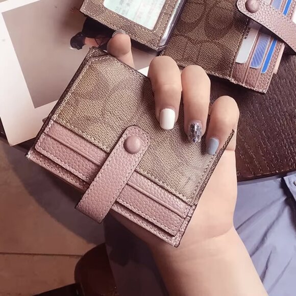 Women's Monogram Card Holder – Pink Vegan Leather - Picture 6 of 9